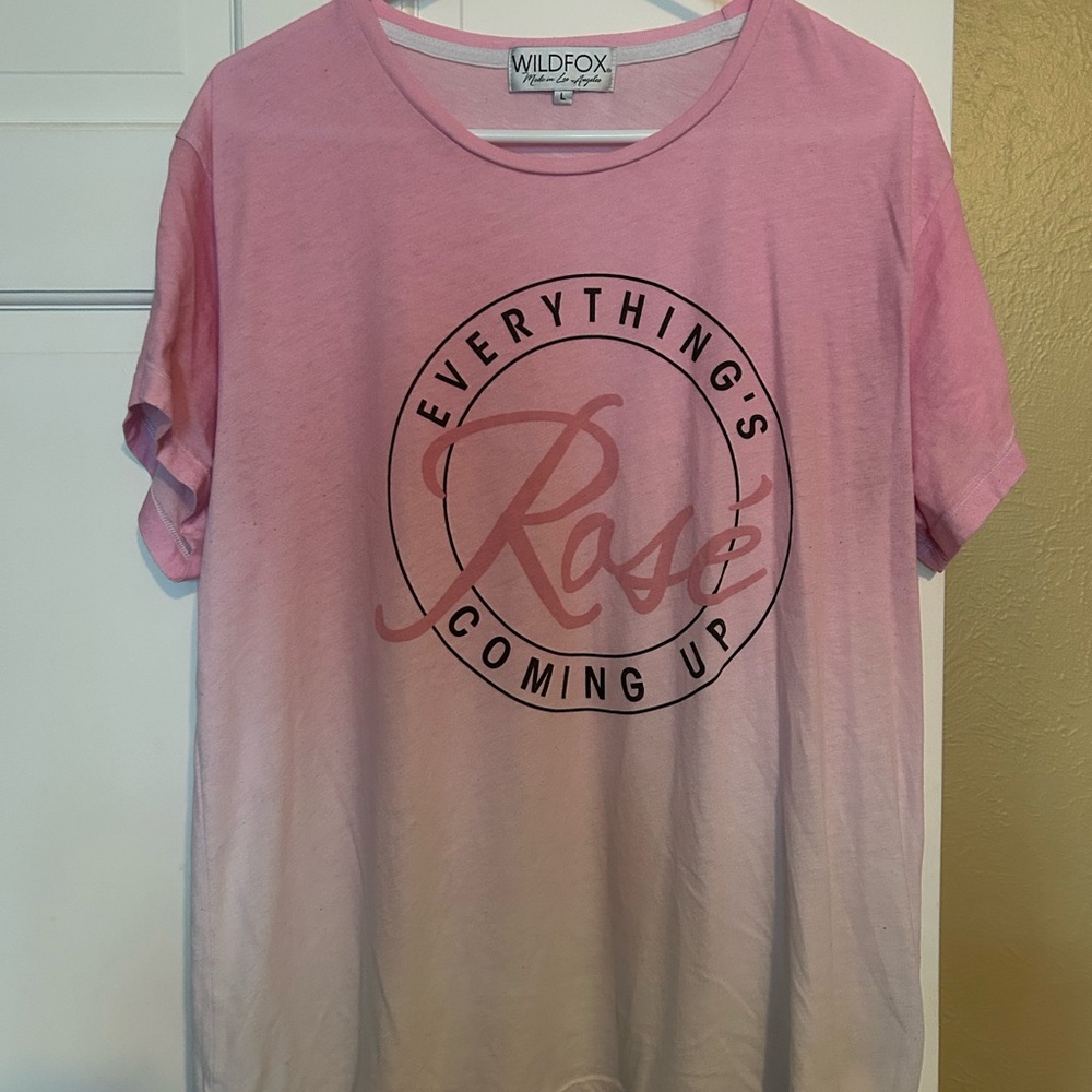 Wildfox Rosé Graphic Tee in Pink Ombre